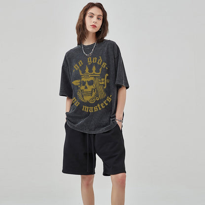 Mens Cotton Wash Solid T-Shirts Oversized Unisex Short Sleeve Streetwear Rap Hip Hop Basic Tee Tops 2305101630