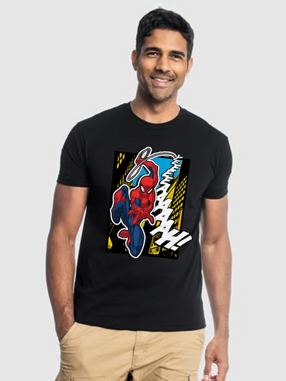 Men's Casual Spiderman Printed Round Neck Short Sleeve T-Shirt