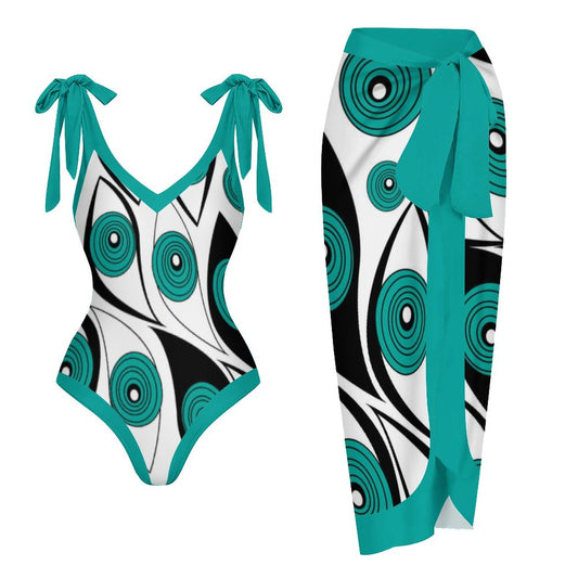 Casual Printed One-Piece Swimsuit And Cover Up 2305102471