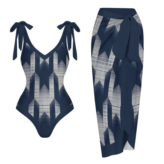 Casual Printed One-Piece Swimsuit And Cover Up 2305102480