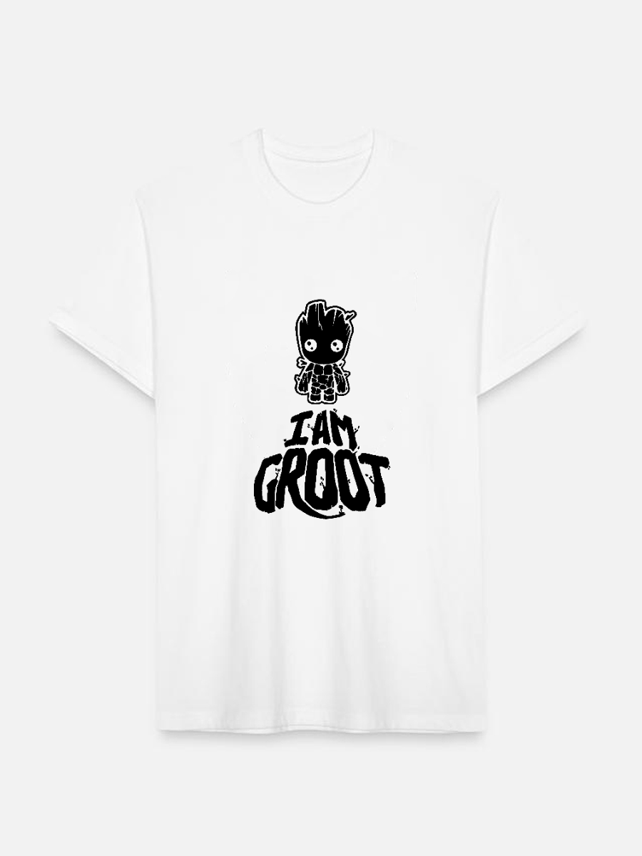 Men's Casual Groot Marvel Printed Round Neck Short Sleeve T-Shirt