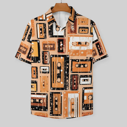 Men's Hawaiian Tape Print Vacation Shirt 2306101930