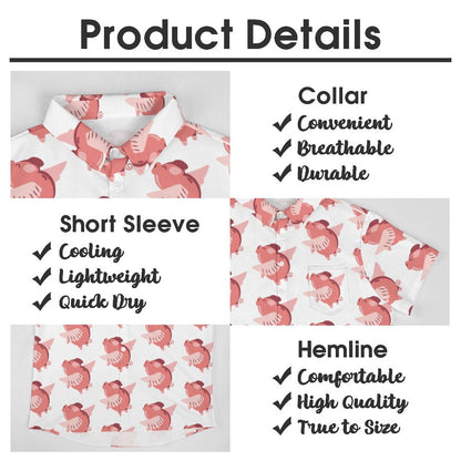 Men's Hawaiian Flying Pig Print Resort Shirt 2306101859