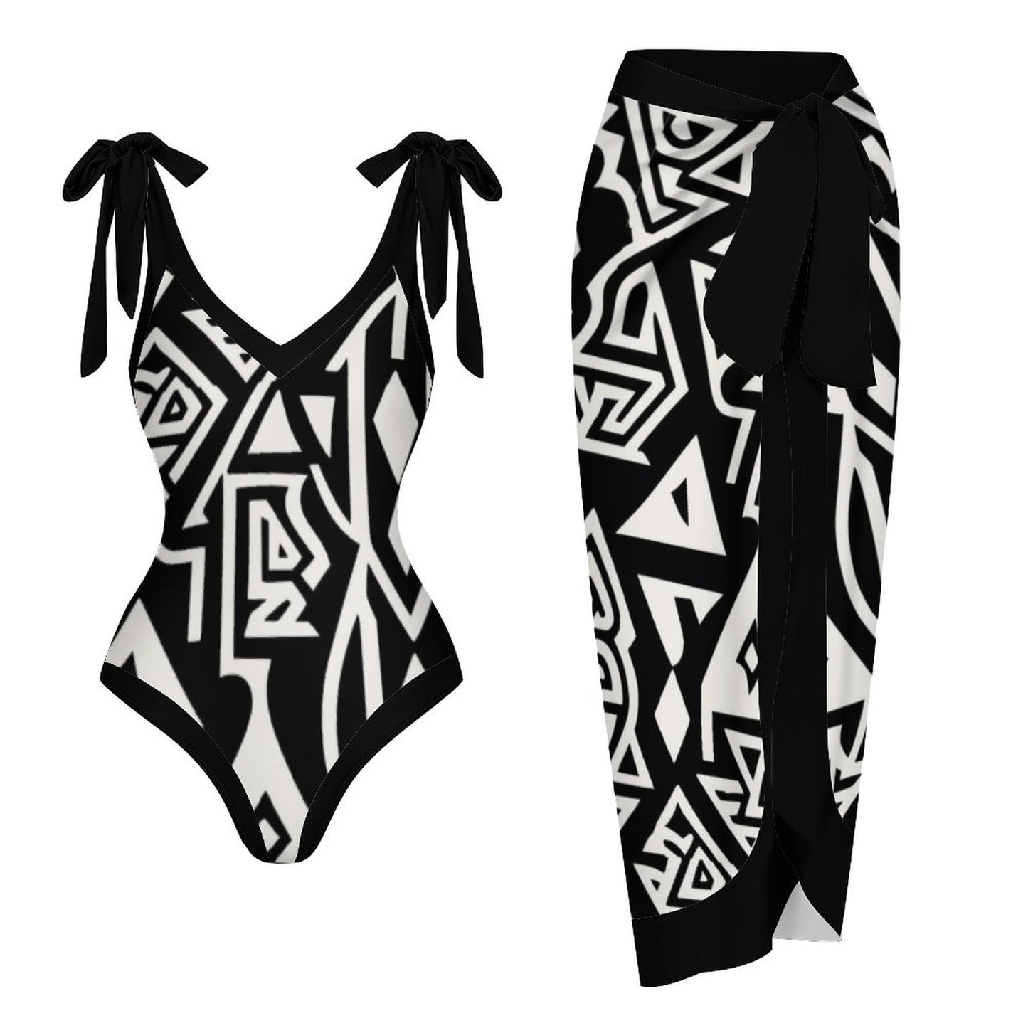 Casual Printed One-Piece Swimsuit And Cover Up 2305102758
