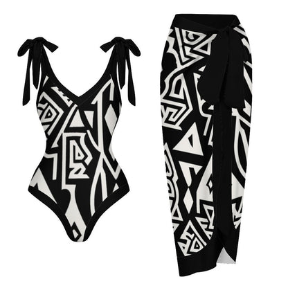 Casual Printed One-Piece Swimsuit And Cover Up 2305102758