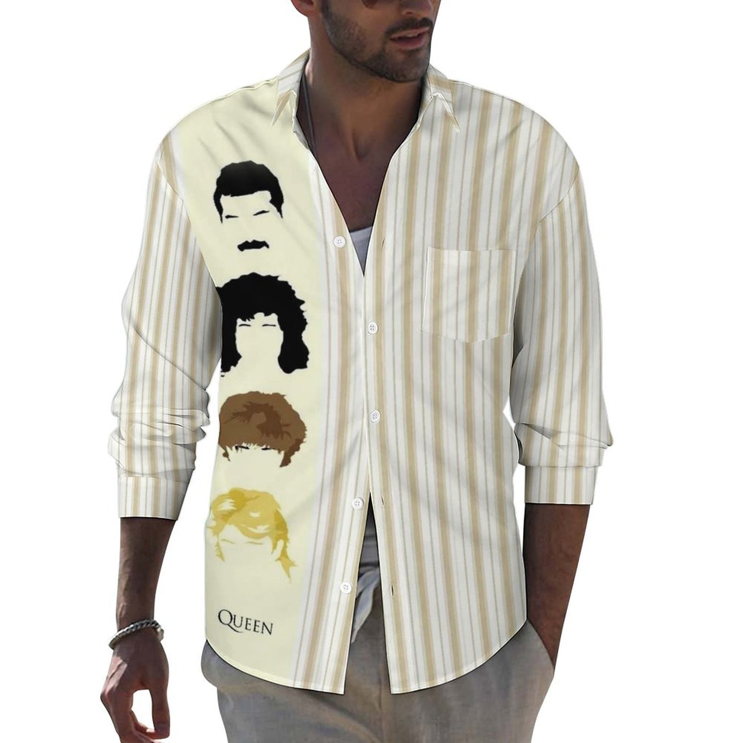 Men's Casual Printed Long Sleeve Shirt 2306103097