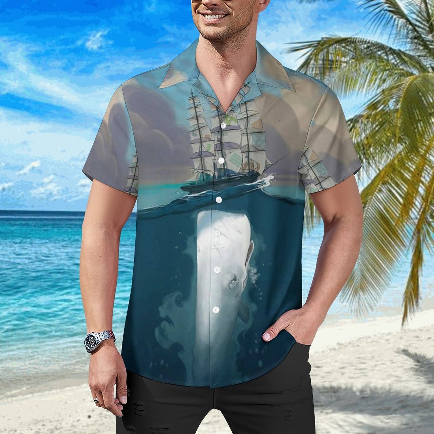 Men's Hawaiian Print Casual Shirt 2304104815