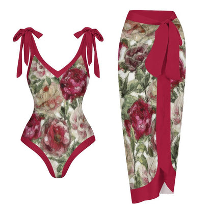 Casual Printed One-Piece Swimsuit And Cover Up 2305103913
