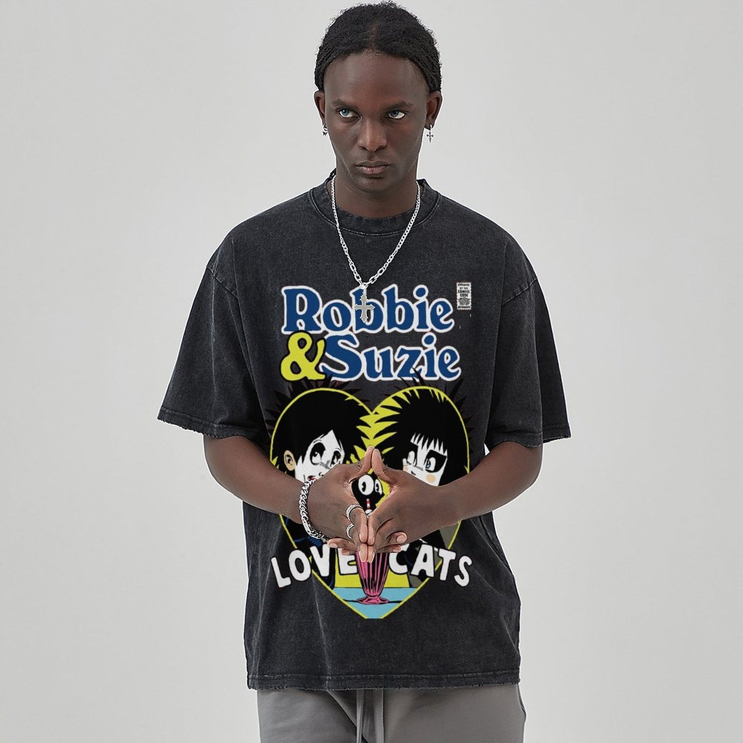 Unisex Vintage Solid Wash Denim T-Shirts