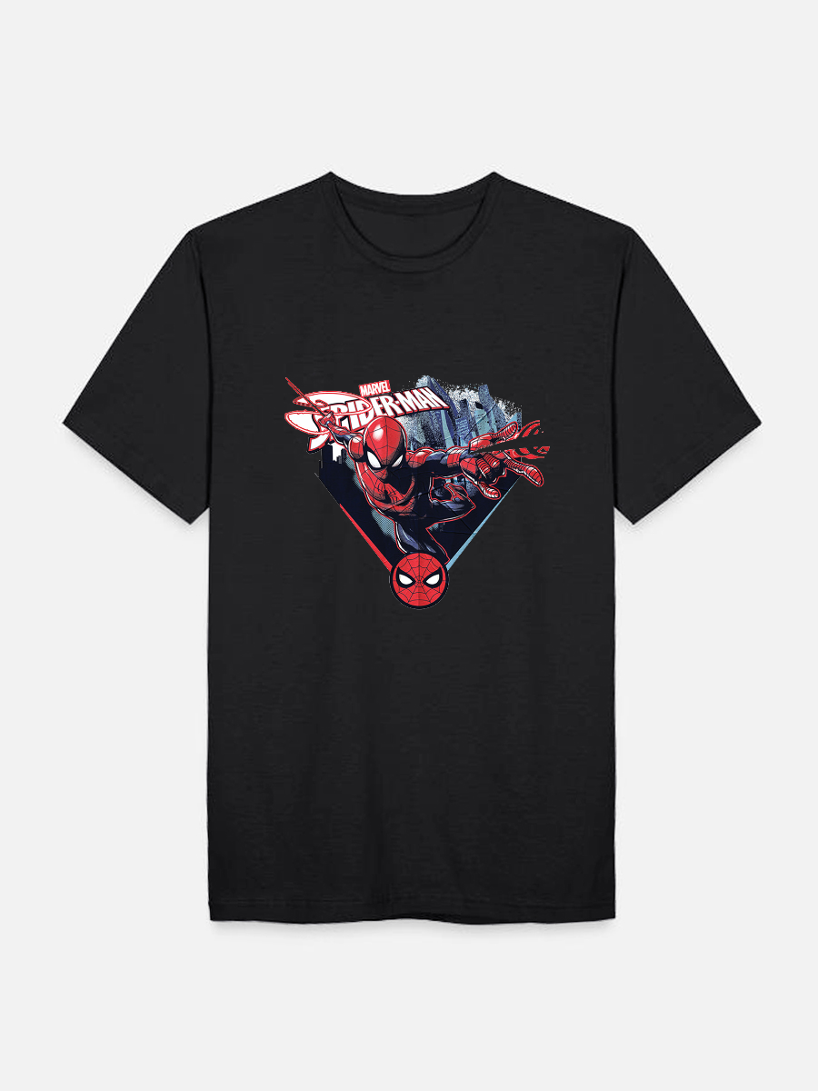 Men's Casual Marvel Spider-Man Printed Round Neck Short Sleeve T-Shirt