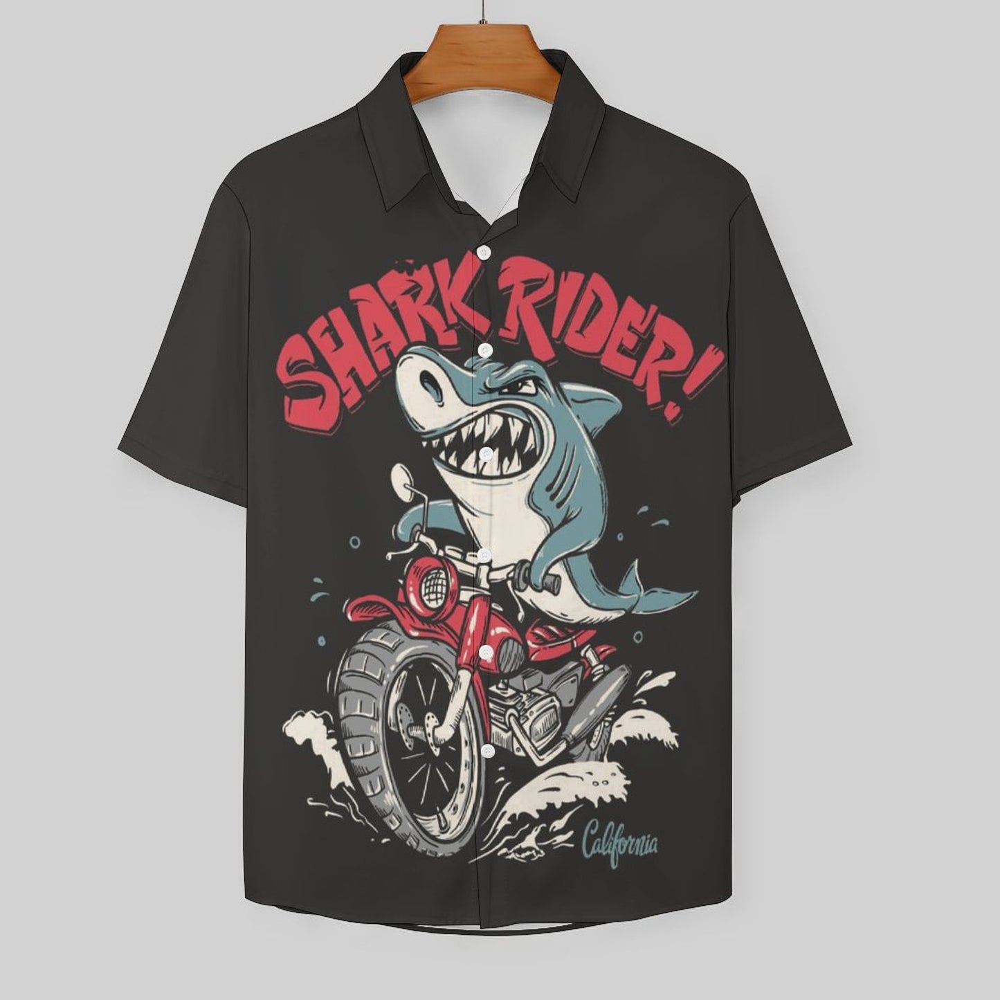 Men's Hawaiian Shark Print Resort Shirt