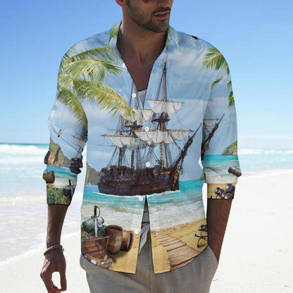 Men's Casual Printed Long Sleeve Shirt 2306103100