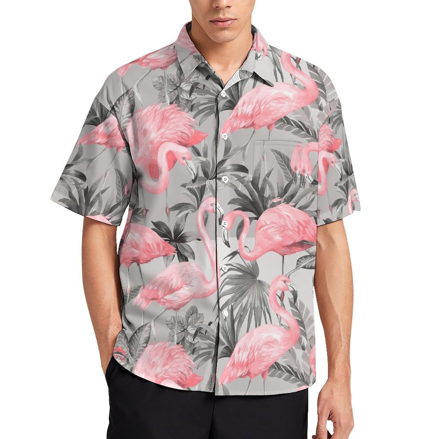 Men's Hawaiian Flamingo Print Vacation Shirt 2306101857