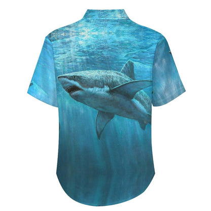 Men's Shark Painted Art Print Vacation Hawaiian Shirt