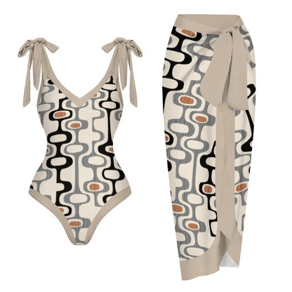 Casual Printed One-Piece Swimsuit And Cover Up 2305102600