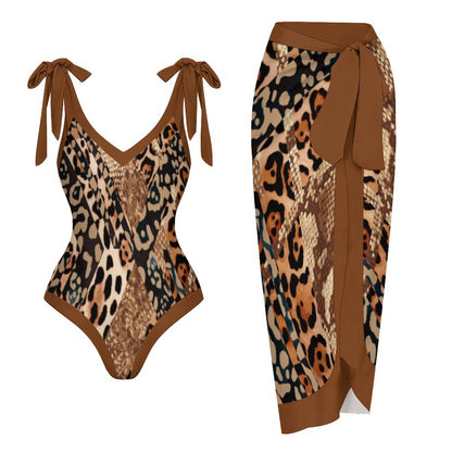 Casual Printed One-Piece Swimsuit And Cover Up 2305102691