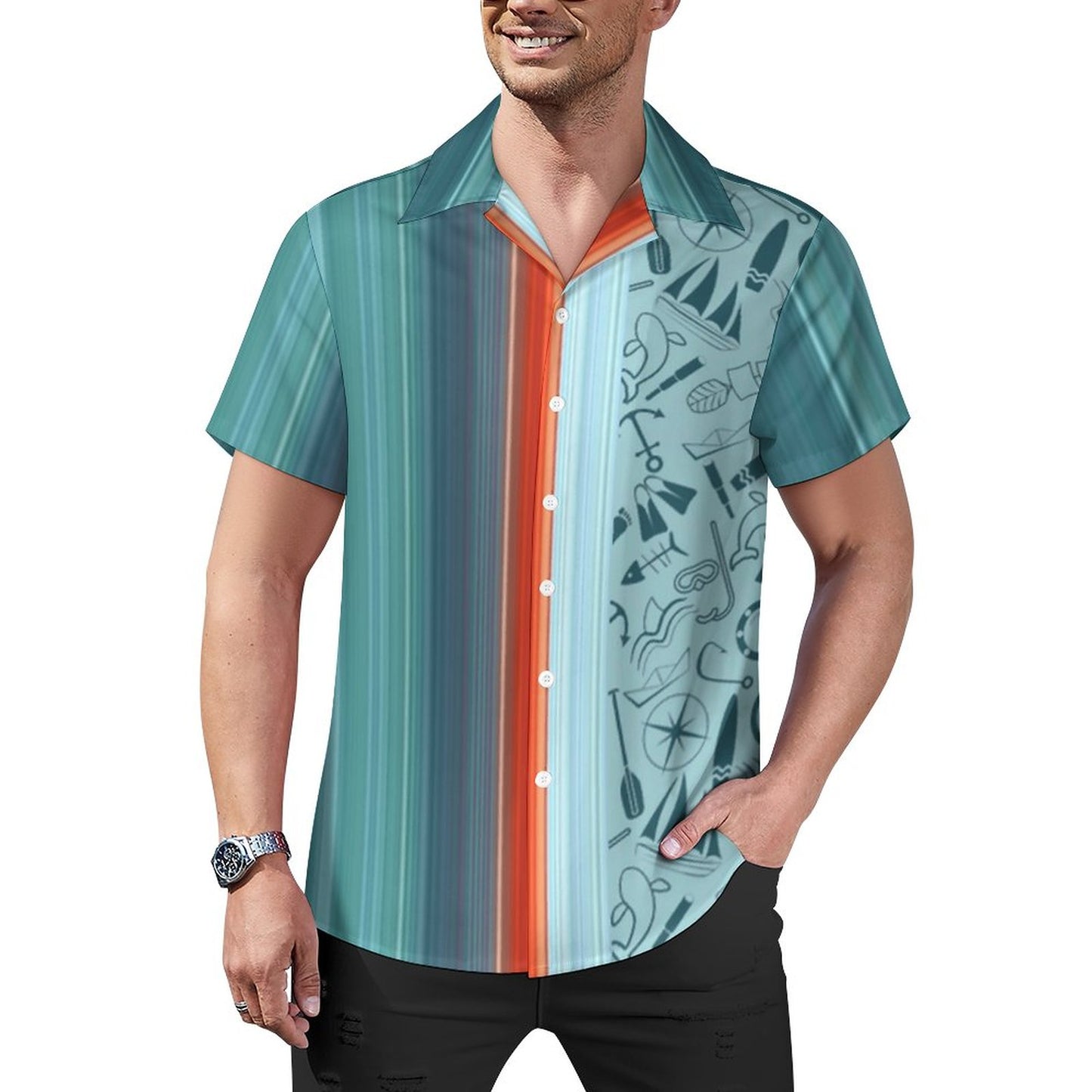 Men's Hawaiian Print Casual Shirt 2304104642