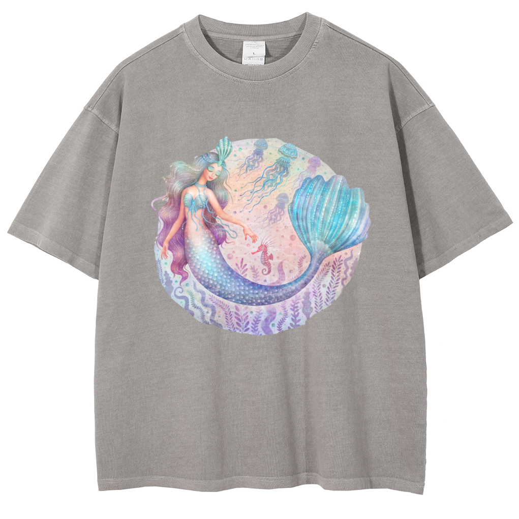 Mens Cotton Wash Solid T-Shirts Oversized Unisex Short Sleeve Streetwear Rap Hip Hop Basic Tee Tops
