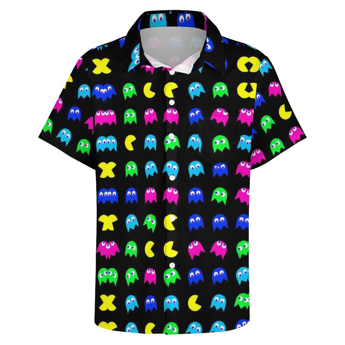 Men's Little Monster Print Casual Short Sleeve Shirt 2306102379