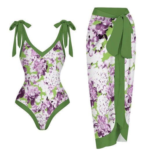 Casual Printed One-Piece Swimsuit And Cover Up 2305102666