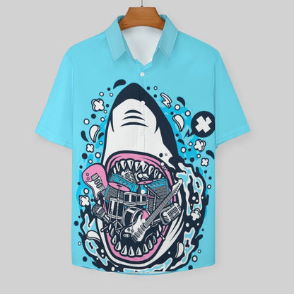Men's Hawaiian Shark Print Resort Shirt