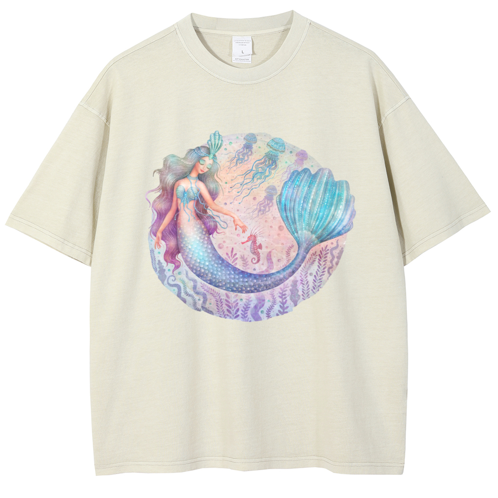 Mens Cotton Wash Solid T-Shirts Oversized Unisex Short Sleeve Streetwear Rap Hip Hop Basic Tee Tops