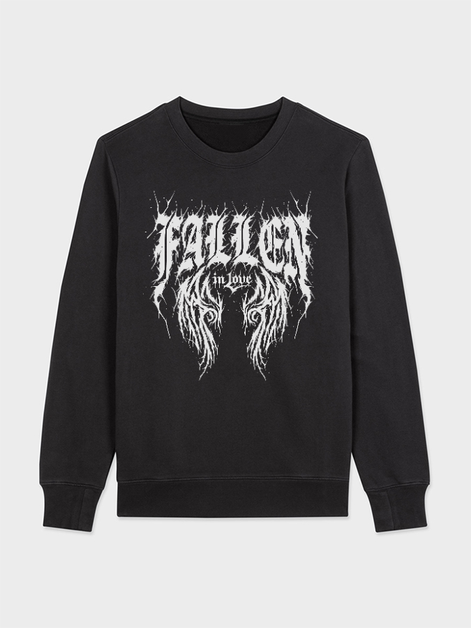 Unisex Round Neck Casual Fallen In Love Printed Long Sleeve Sweatshirt