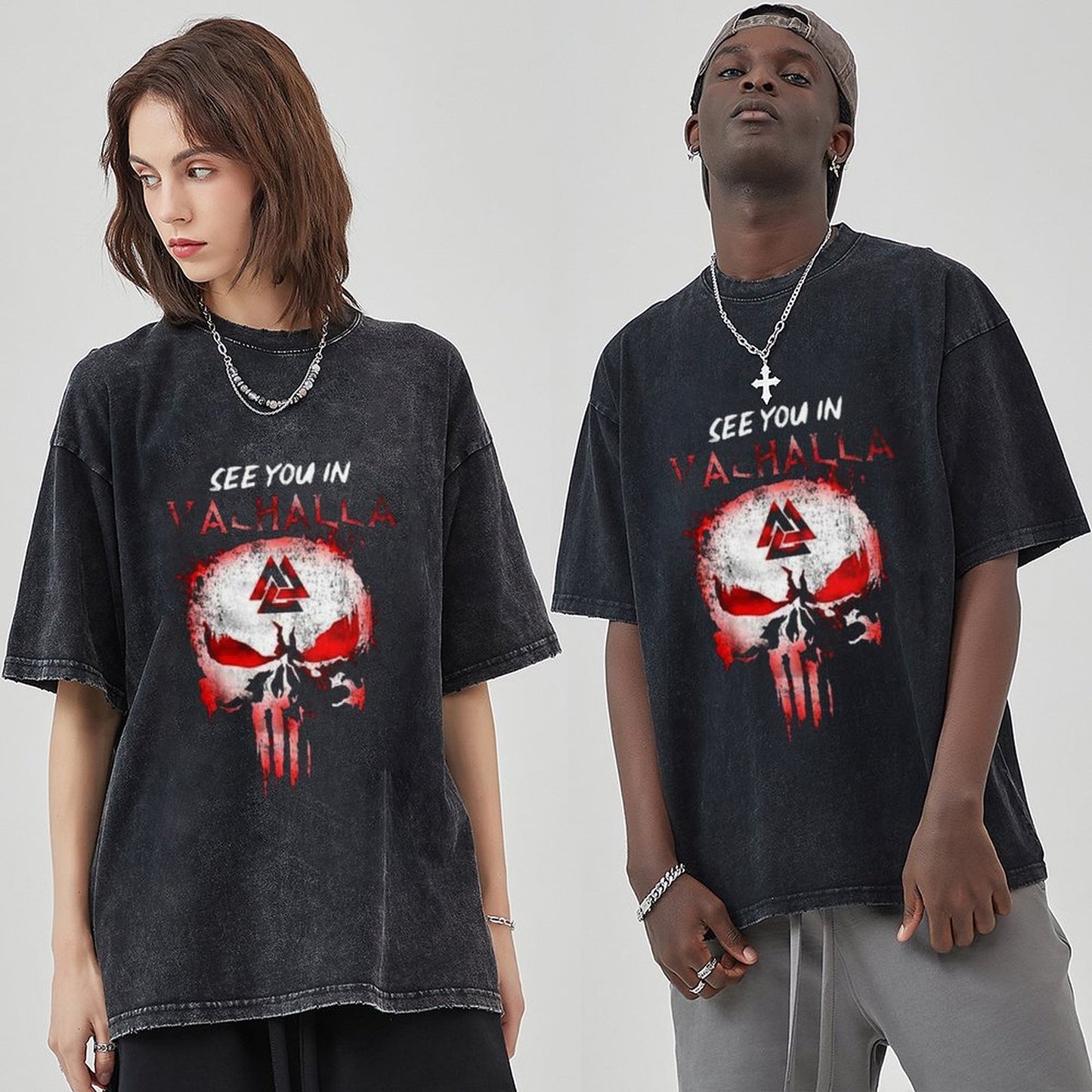 Unisex Vintage Solid Wash T-Shirts 2305104088