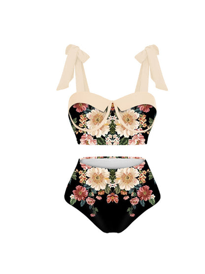 Printed Panel Chic One Piece Swimsuit and Coverup