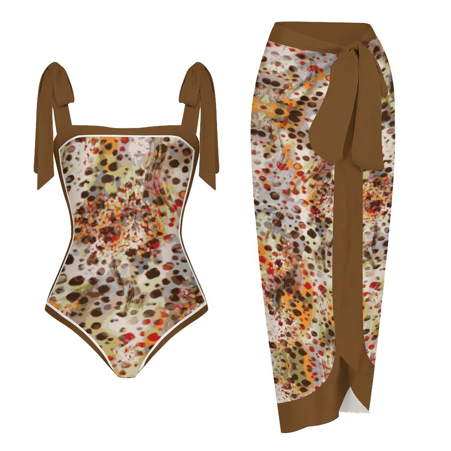 Fashion Printed One Piece Swimsuit And Cover Up 2305104446