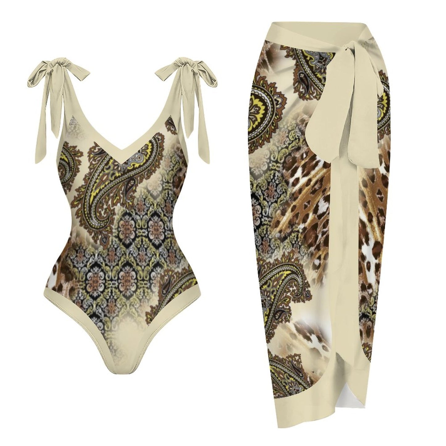 Casual Printed One-Piece Swimsuit And Cover Up 2305102878