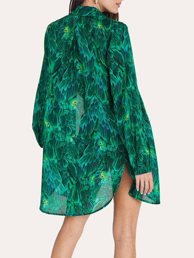 Feather Print One Piece And Cover Up