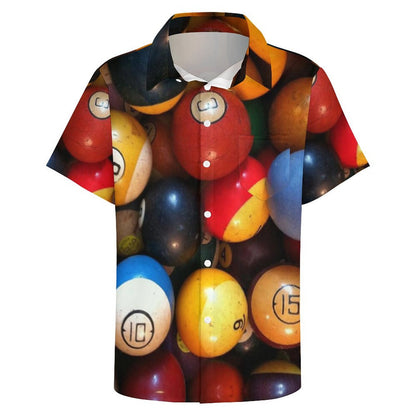 Men's Pool Print Casual Short Sleeve Shirt 2306102518