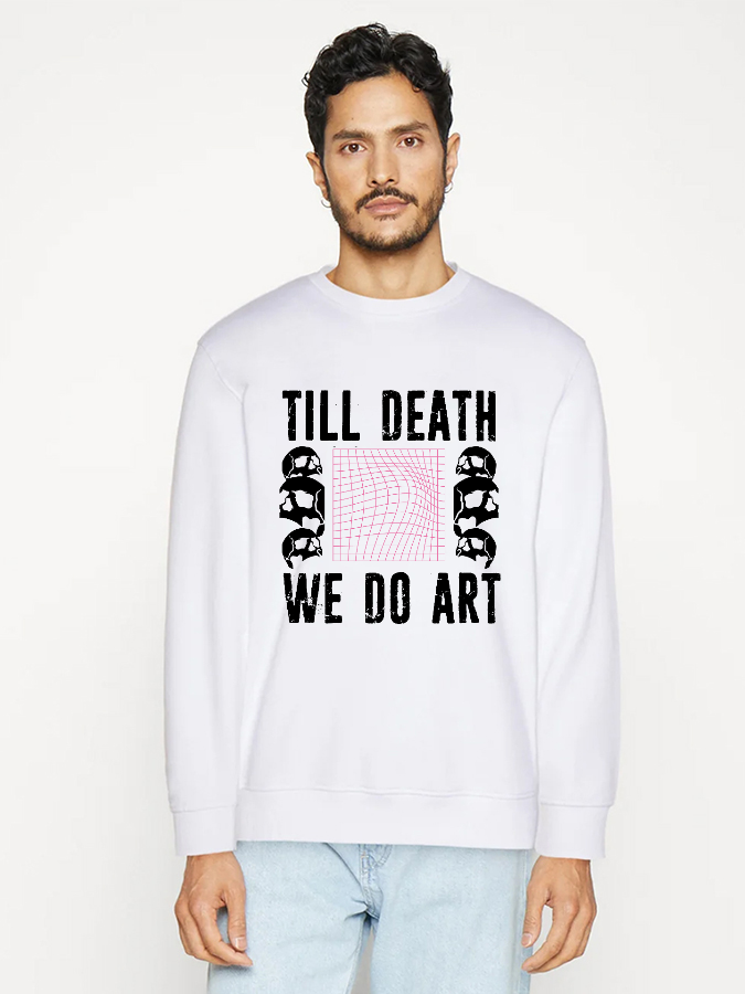 Unisex Round Neck Casual Skull Printed Long Sleeve Sweatshirt