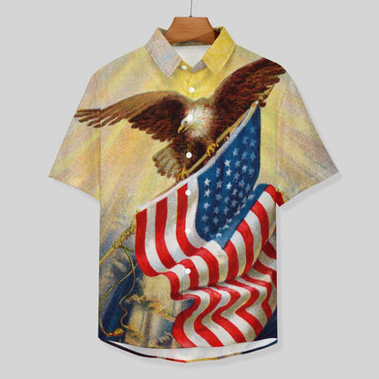 Men's Eagle American Flag Print Vacation Hawaiian Shirt 2305106650