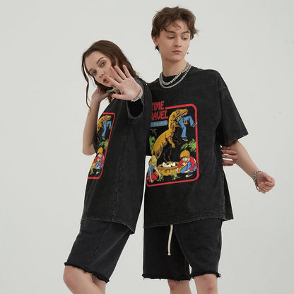 Unisex Vintage Solid Wash Denim T-Shirts