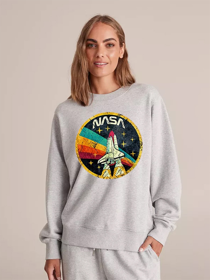 Unisex Round Neck Casual Printed Long Sleeve Sweatshirt