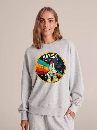 Unisex Round Neck Casual Printed Long Sleeve Sweatshirt