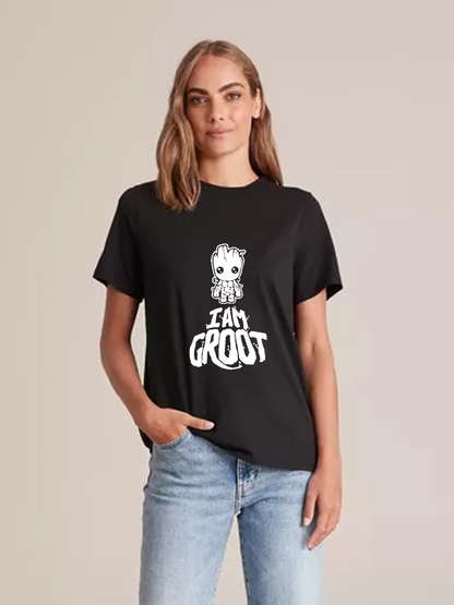 Women's Casual Groot Marvel Printed Round Neck Short Sleeve T-Shirt