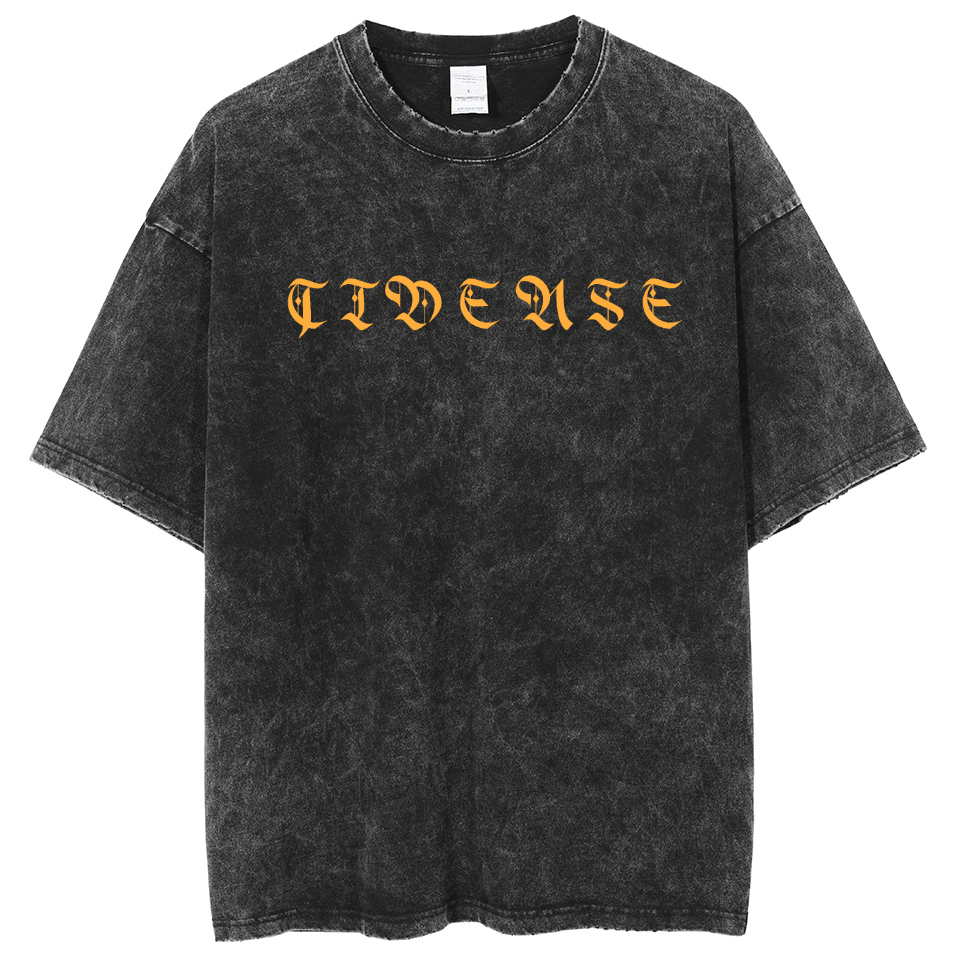 Mens Cotton Wash Solid T-Shirts Oversized Unisex Short Sleeve Streetwear Rap Hip Hop Basic Tee Tops