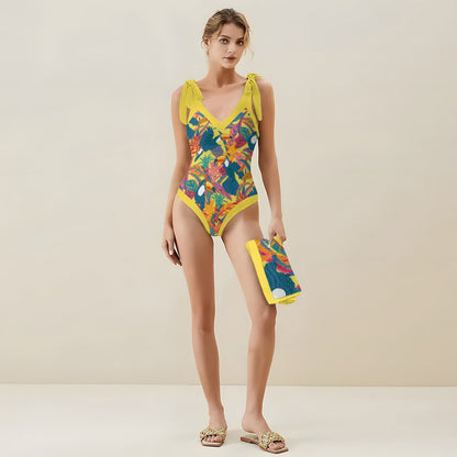 Casual Printed One Piece Swimsuit And Cover Up 2306101889