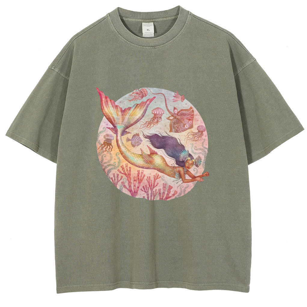 Mens Cotton Wash Solid T-Shirts Oversized Unisex Short Sleeve Streetwear Rap Hip Hop Basic Tee Tops