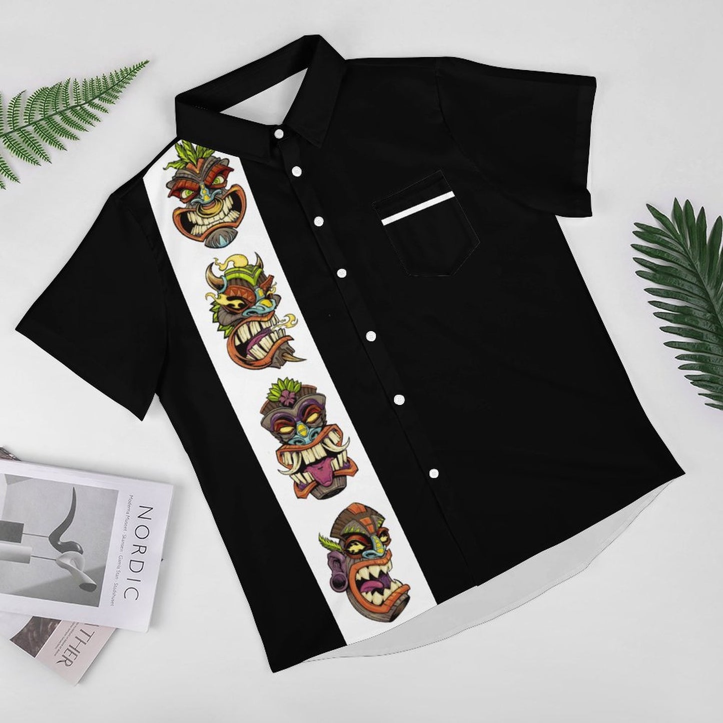 Men's TIKI Print Casual Short Sleeve Shirt 2306102576