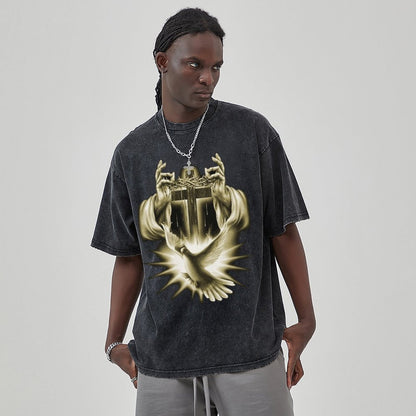 Unisex Vintage Solid Wash T-Shirts 2305103962
