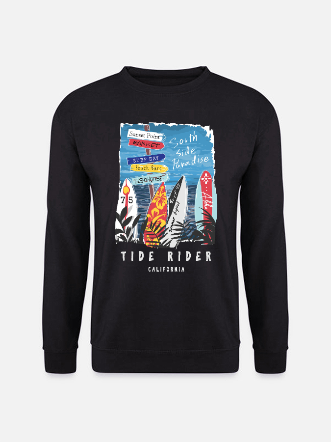 Unisex Round Neck Casual Tide Rider Printed Long Sleeve Sweatshirt