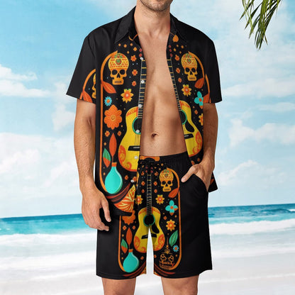 Men's Hawaiian Print Beach Two-Piece Suit 2305102307