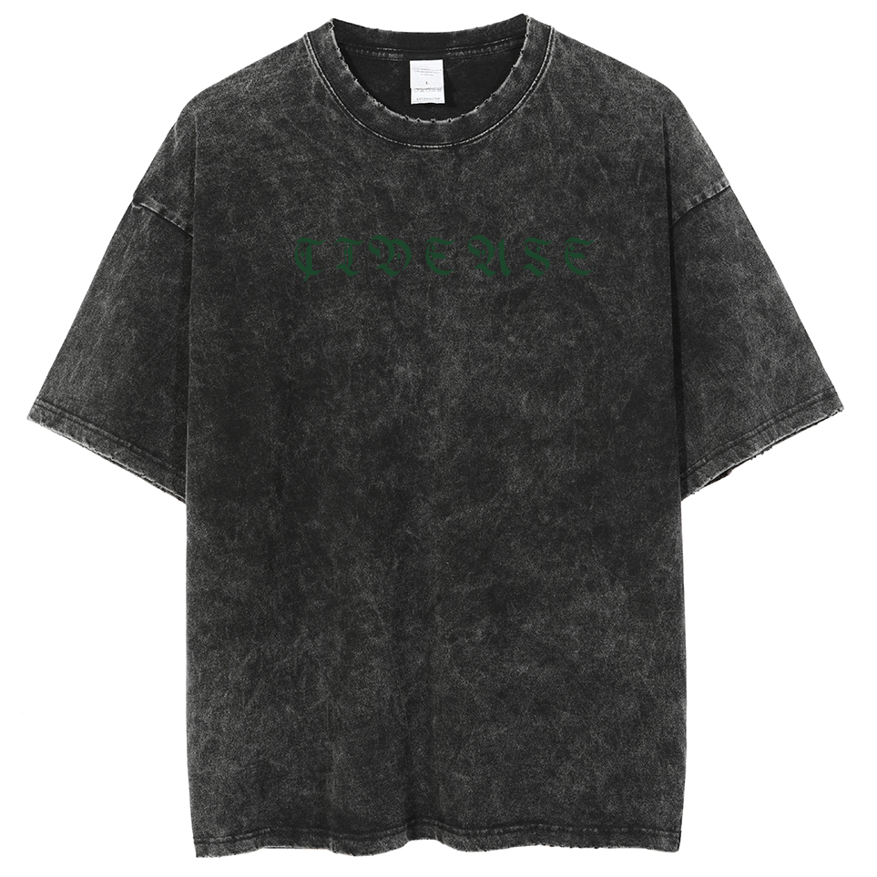 Mens Cotton Wash Solid T-Shirts Oversized Unisex Short Sleeve Streetwear Rap Hip Hop Basic Tee Tops