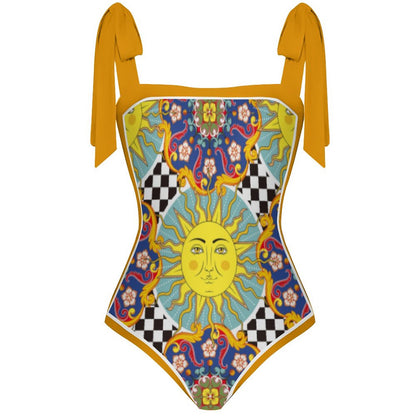 Fashion Printed One Piece Swimsuit And Cover Up 2305104983