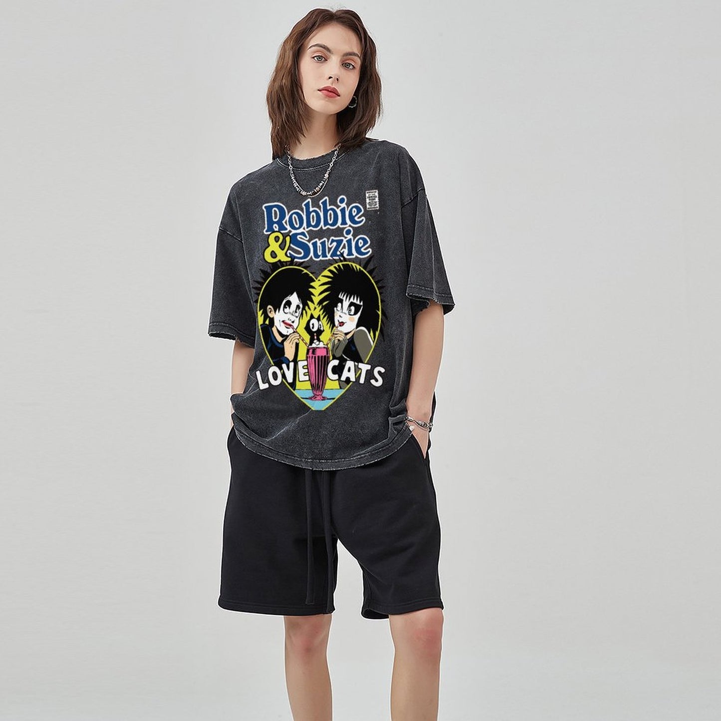 Unisex Vintage Solid Wash Denim T-Shirts
