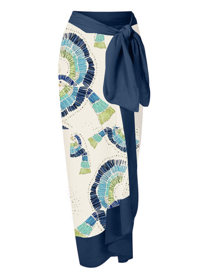 Deep V Print One Piece Swimsuit and Cover Up